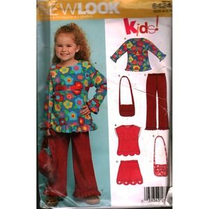 New Look 6424 Kids Sewing Pattern Girls Top Pants Skirt Bag Size 3-4 cut